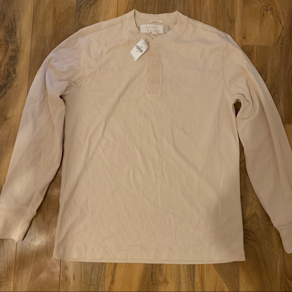 Beige Gap Long Sleeve Henley Shirt